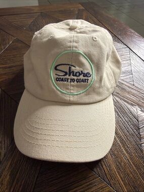 Shore Brand Coast to Coast Embroidered Tan Cotton Dad Hat Adjustable Strap NWOT